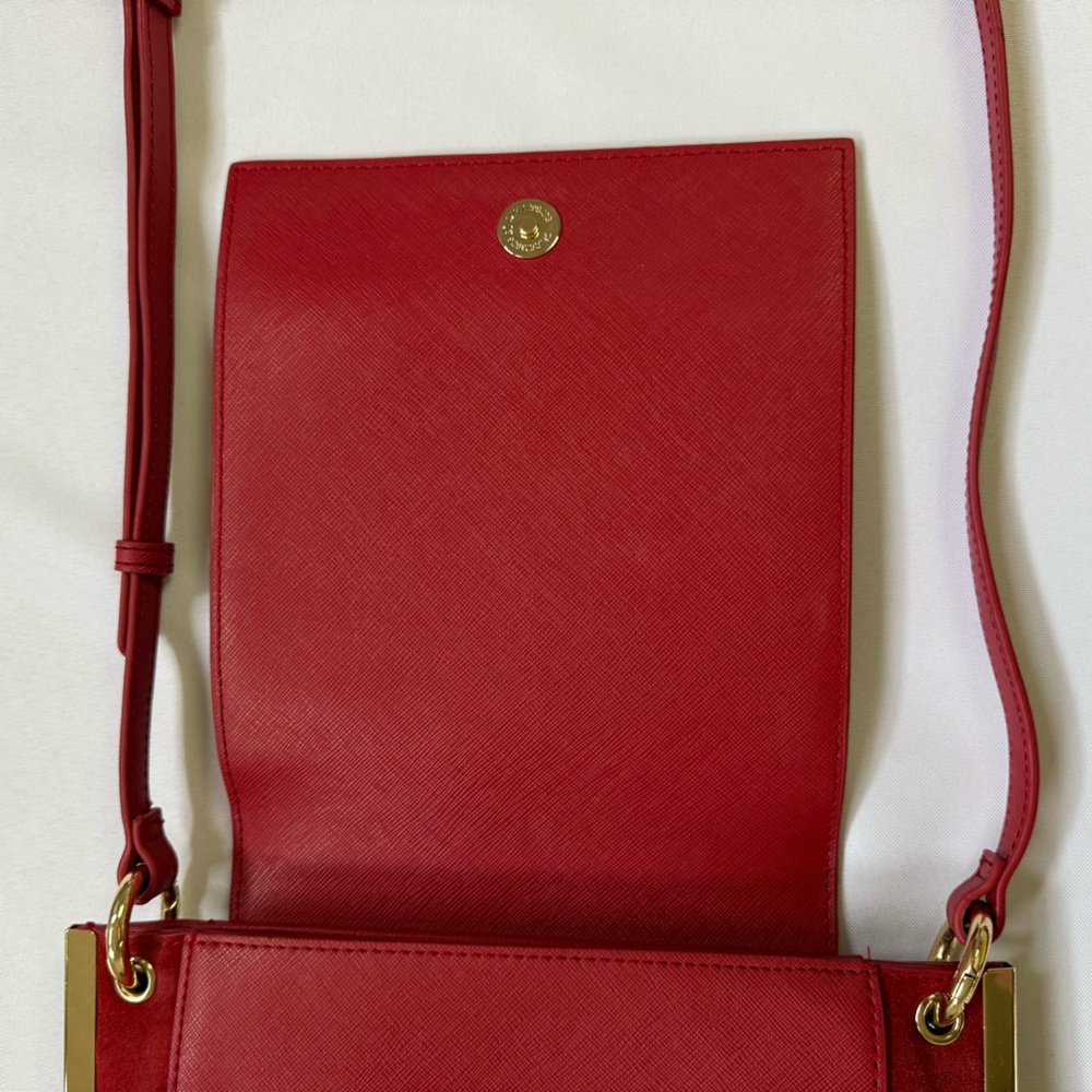 White House Black Market Leather Suede Crossbody Purse - Picture 9 of 14